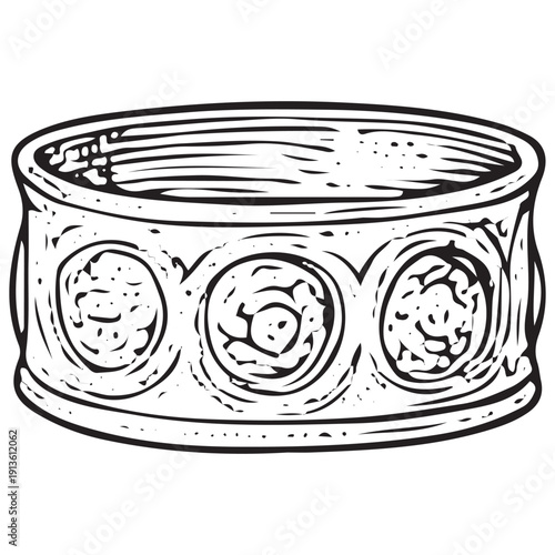 Medieval Engraved Bracelet Illustration – Vintage Warrior Cuff Line Art