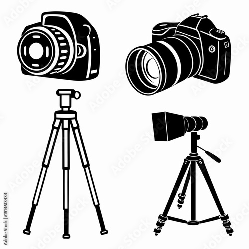Cameras and tripods for photography equipment
