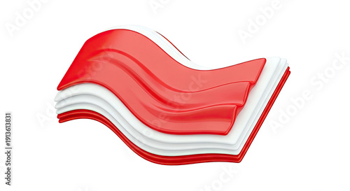 Abstract Red and White Wavy Layers