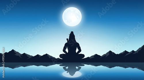Serene Mahadev – Minimalist Shiva Meditation Under Moonlight