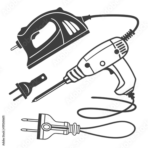 Electric drill iron and plugs