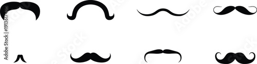 Black silhouette mustaches in different styles on a white background moustache facial hair