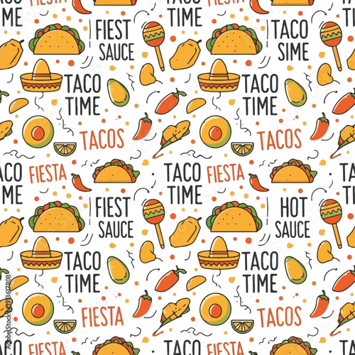 Taco Time: Mexican Food Pattern Design
