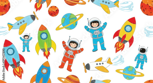 Space Adventure: Kids Exploration Pattern Design
