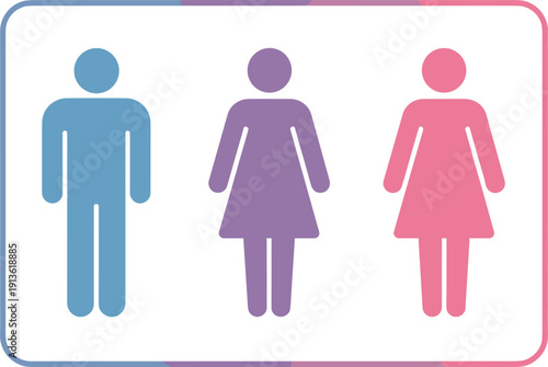 Gender neutral restroom sign icons for male female and non-binary individuals toilet sign