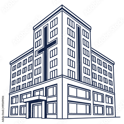 Corporate Plus Symbol Logo Made from Interlocking Rectangles