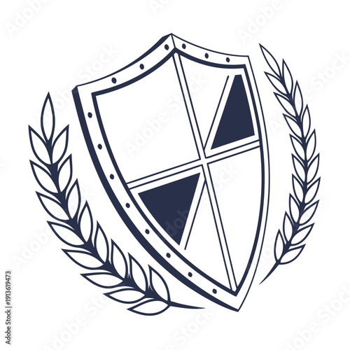 Fintech Geometric Shield Logo with Dividing Line
