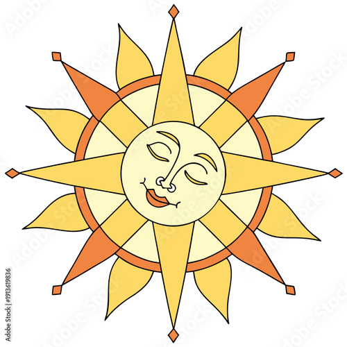 Radial Minimal Sun Emblem from Block Segments