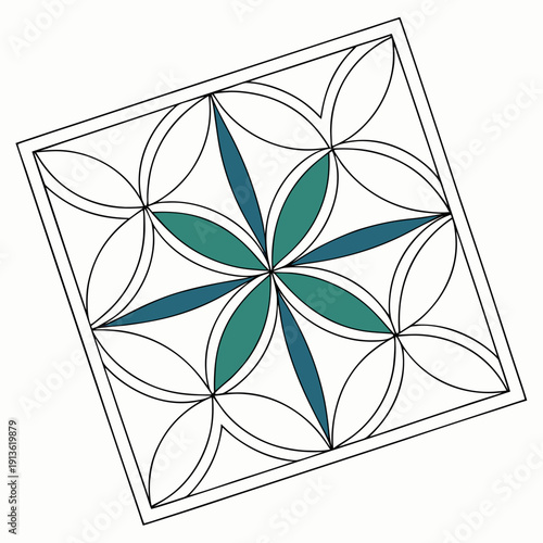 Green Square Grid Logo with Rotated Triangles