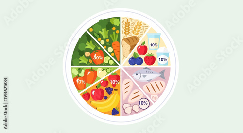 Vector illustration of a delicious Italian pepperoni pizza with melted mozzarella cheese and fresh vegetables on an abstract background featuring an easter egg and fruits