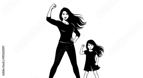 A stylish vector illustration of a glamour fashion model silhouette, a lady in a dress with a gun, blending art and beauty for a party or music design