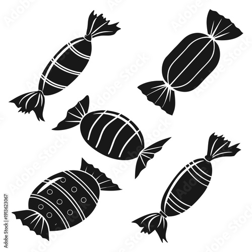 A group of wrapped candies on a white background