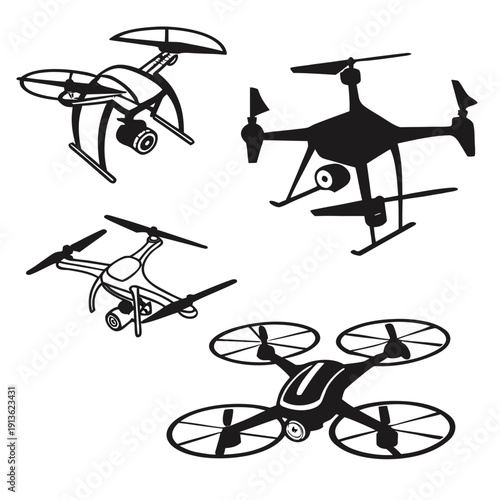 Collection of various drone designs and models