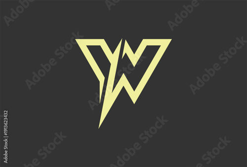 Initial Letter W Lightnig Bolt Logo design, vector illustration