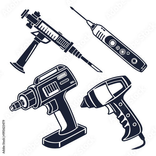 Collection of power tools for drilling and driving