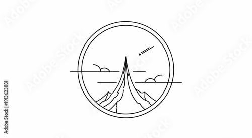 Mountain Peak Landscape View Illustration.