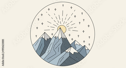 Mountain Peak Under Starry Night Sky.