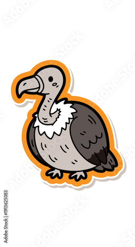 Cute cartoon vulture sticker with soft cartoon style for nature lovers