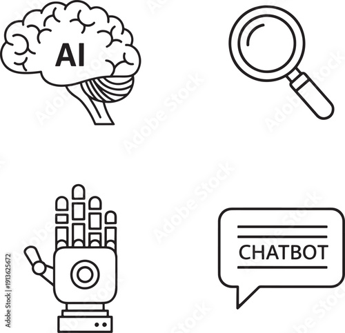 Ai robotics and chatbot technology icons