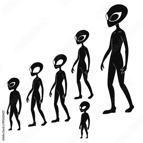 Evolution of alien life forms in different sizes