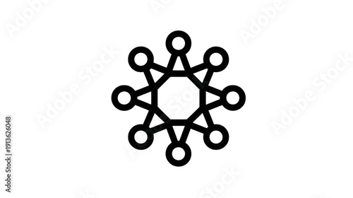 Modern abstract geometric network icon representing digital connection, global communication, and technological collaboration.