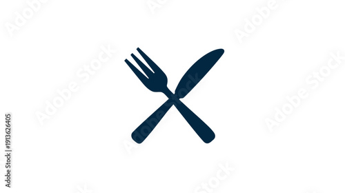 Crossed Fork and Knife Icon for Dining, Restaurant, Food, and Meal Symbol. Flat Design Cutlery Utensils Graphic.