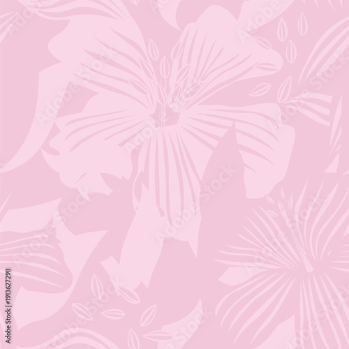 Pink hibiscus Floral seamless pattern design