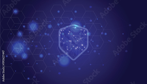 Cyber Security and Data Protection Technology Concept.Modern Cyber Security Technology Background.