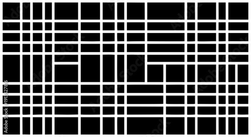 High-contrast black and white geometric maze vector pattern featuring a clean, minimalist abstract grid design ideal for backgrounds, puzzles, and modern layouts.