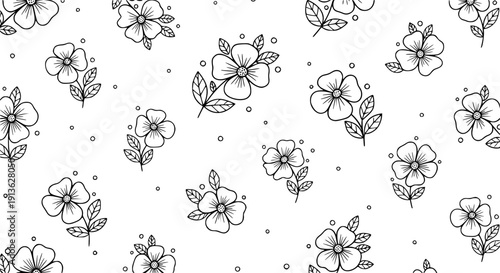 A graceful seamless vector pattern featuring delicate cherry blossom branches, soft pink flowers, and green leaves on a clean white background, perfect for textiles, wallpapers, and design projects.