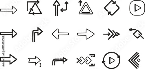 The diagram contains a collection of different arrow-shaped symbols, each designed to express different ideas related to direction, movement, and process.