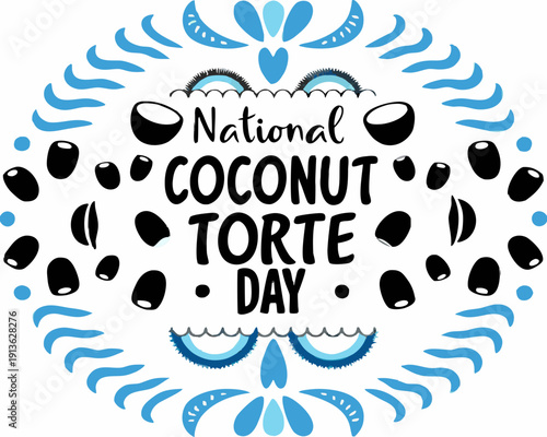 Coconut Cream Torte Slice Vector Illustration for National Dessert Day Celebration