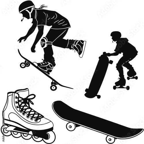 Action sports and equipment for skateboarding and rollerblading
