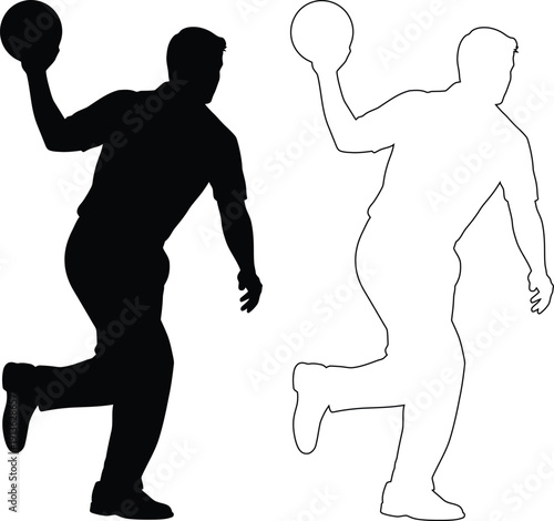 Silhouettes of a person throwing and catching a frisbee in contrasting poses