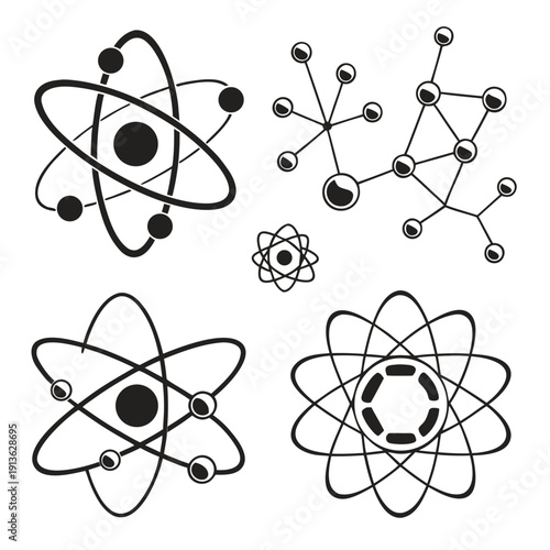 Atomic structures and molecular bonds illustration