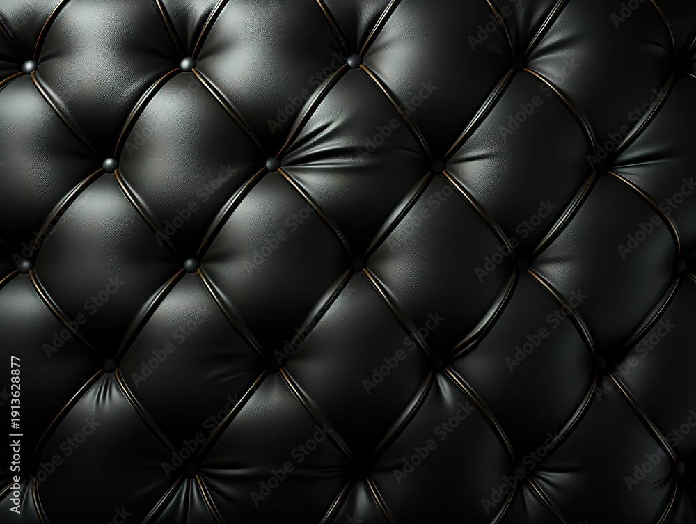 Obraz premium Wondrous Royal sofa leather upholstery in black vintage texture for luxurious backgrounds