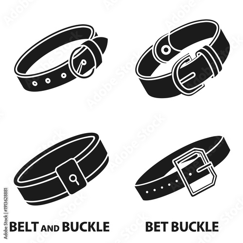 Four different belt buckle designs are shown