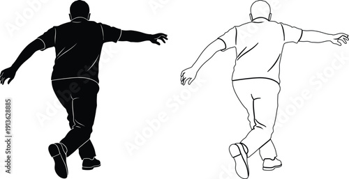 Two silhouettes of a person demonstrating different arm movements while running.