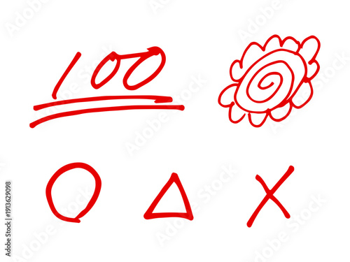 テスト採点　赤ペン文字