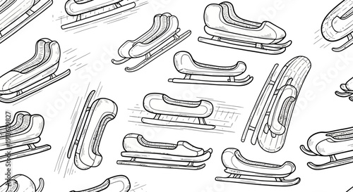 Winter Sleighs Pattern Design Sketch Drawing Illustration Art Background