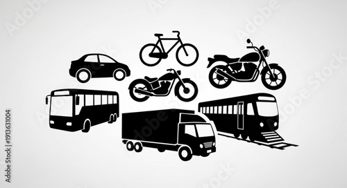 Wallpaper Mural Collection of diverse transportation vehicles in silhouette. Torontodigital.ca
