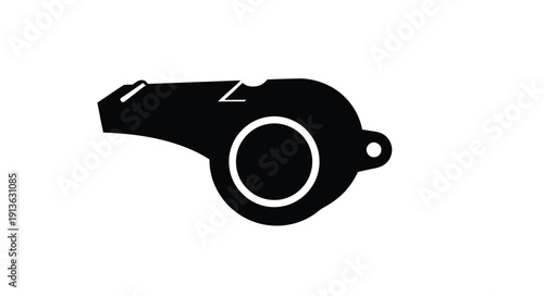 A black silhouette of a sports whistle simple design silhouette