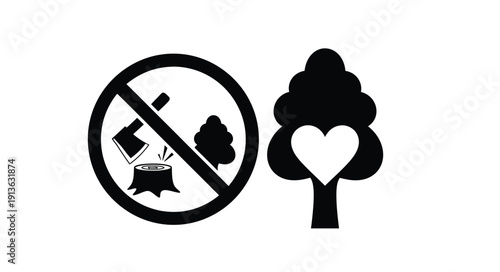 Prohibition of logging and love for trees a symbolic representation silhouette