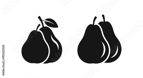 Two pears depicted in a striking black silhouette