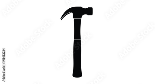 A black hammer tool isolated on a white background silhouette