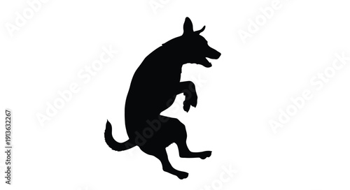 A black silhouette of a kangaroo in a jumping pose silhouette