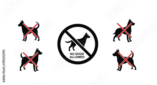 No dogs allowed sign featuring canine silhouettes