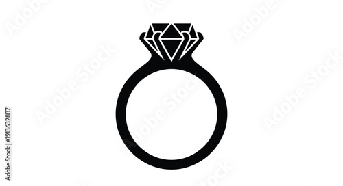 Simple black ring with a large diamond a striking silhouette