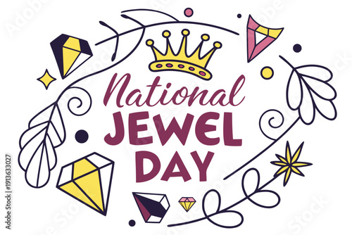 National Jewel Day Celebration Vector, Gemstone and Luxury Concept Design