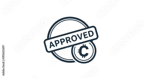 Approved Stamp Icon with Currency Symbol.